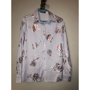 ZEROYAA Mens Shiny Rose Gold Shirt Size Small Lightweight Summer Dress Shirts